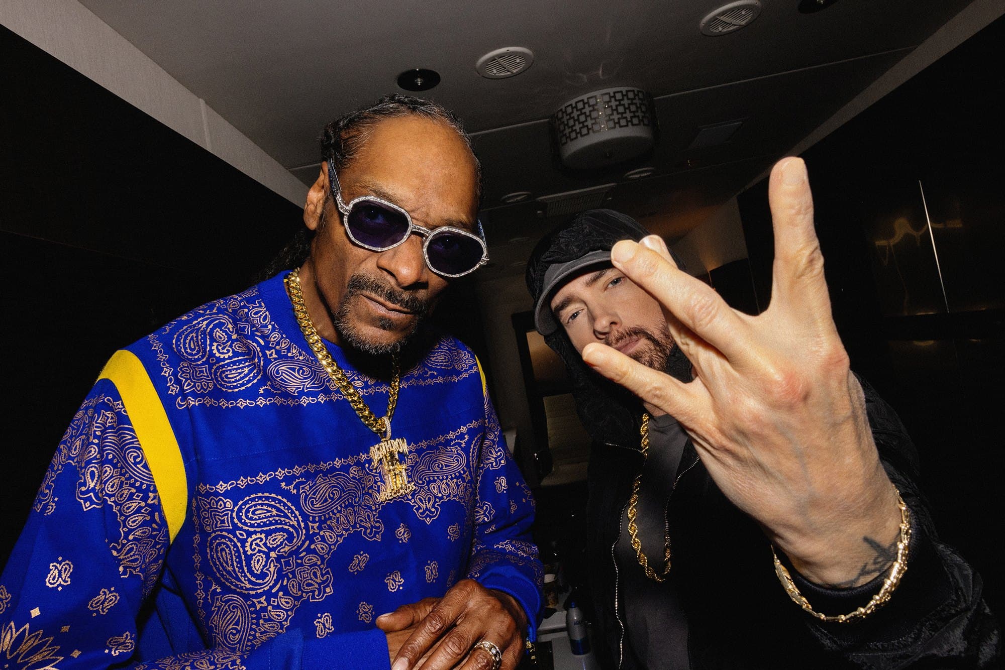 Snoop Dogg backstage at the Super Bowl LVI halftime show